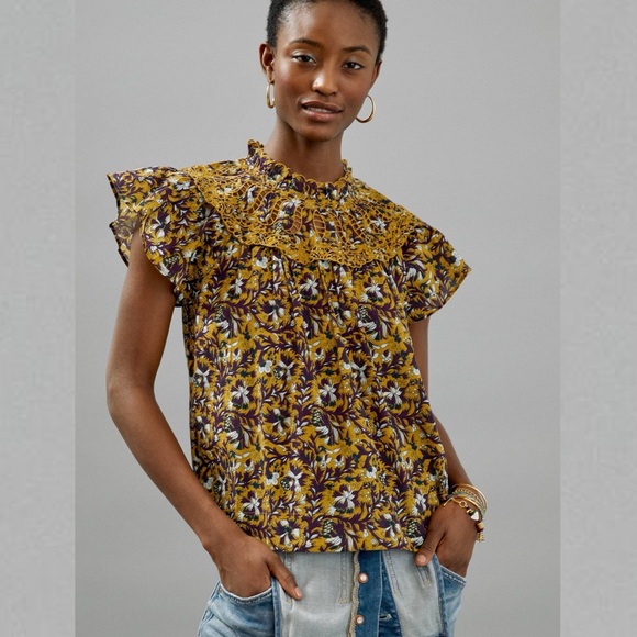 Anthropologie Othilia Federica Ruffled Blouse - Picture 1 of 8